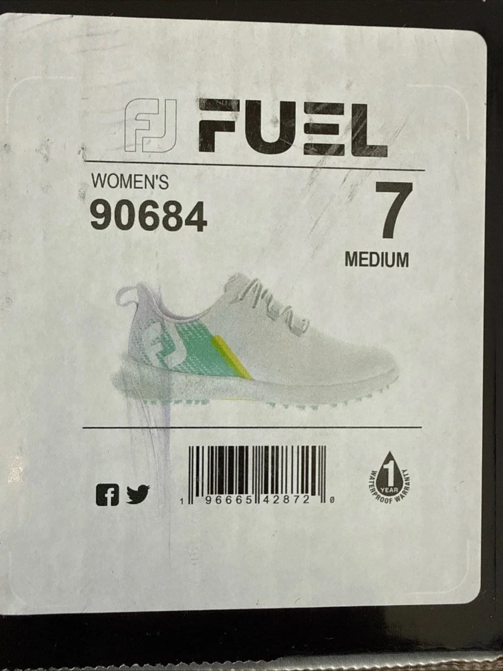 FootJoy FJ Fuel Golf Shoes White Green Pink Women's SZ 7 (90684)